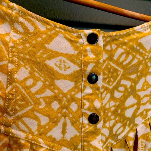 Free People yoke waist yellow print midi skirt size 4 -VGUC - Picture 3 of 8